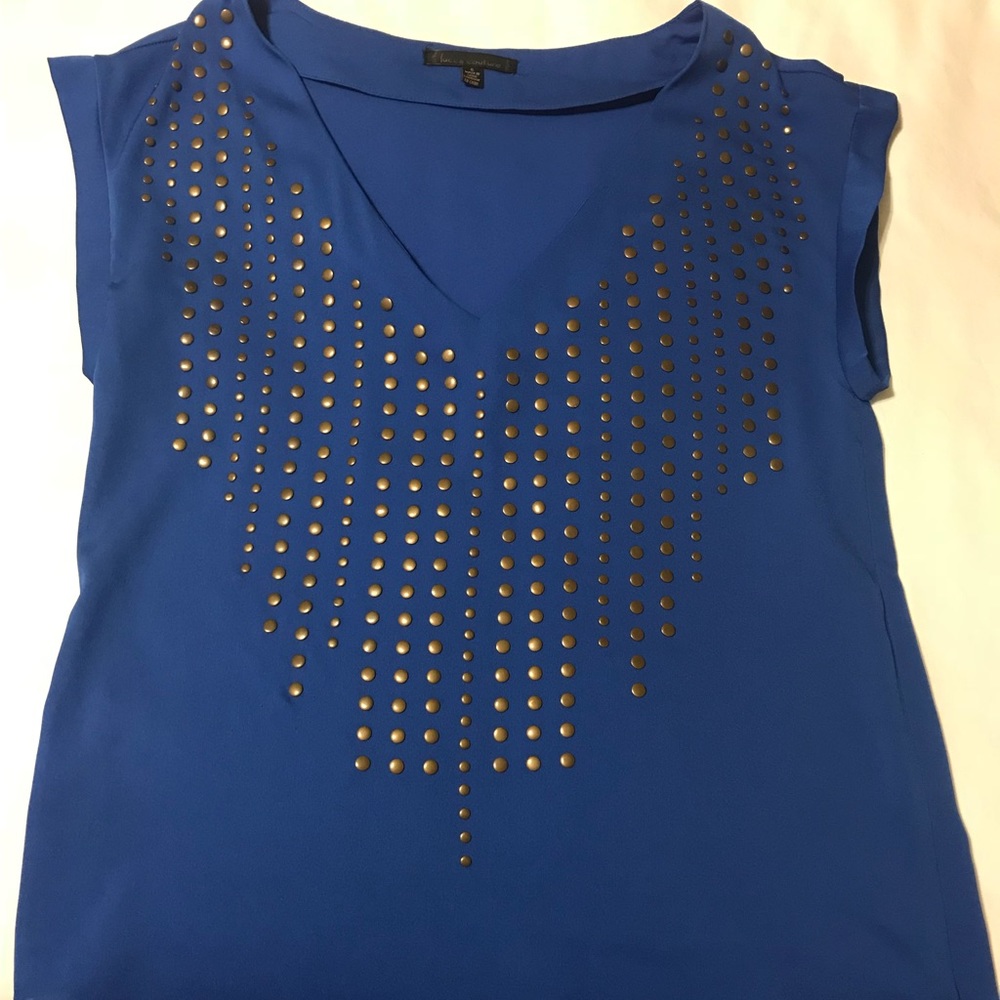 Lucca Couture V neck stud embellished top